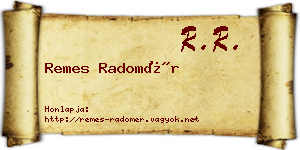Remes Radomér névjegykártya